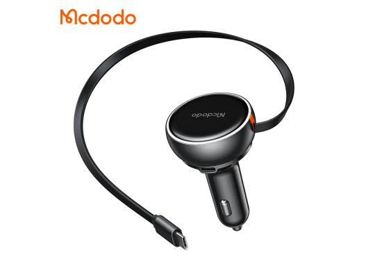 Mcdodo CC-485 FreeGo Retractable Cable 80cm PD 80W Charger in Car 3 Output PD3.0 QC4+ PPS AFC PD 45W Car Charger with USB C Cable